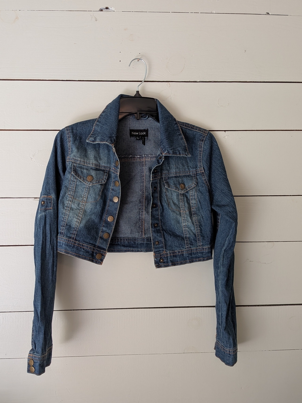 New Look Distressed  Denim Cropped Jacket